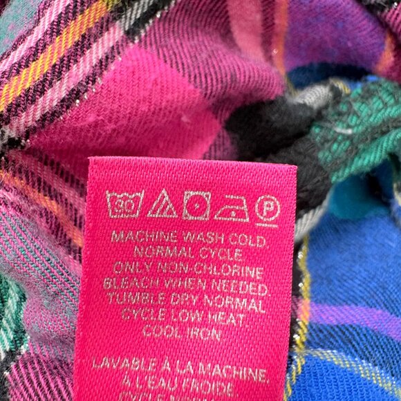 Victorias Secret Top Womens M Plaid Light Flannel Nightshirt Pocket Drawstring - Picture 6 of 15